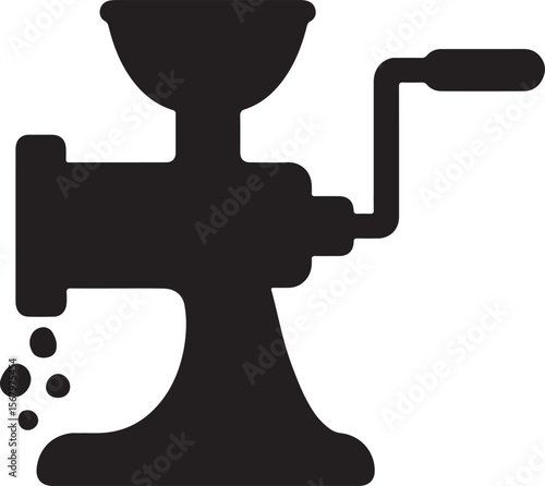 Vintage Manual Meat Grinder Illustration Retro Kitchen Tool Silhouette