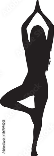 Tree Pose Woman – Yoga Silhouette Vector