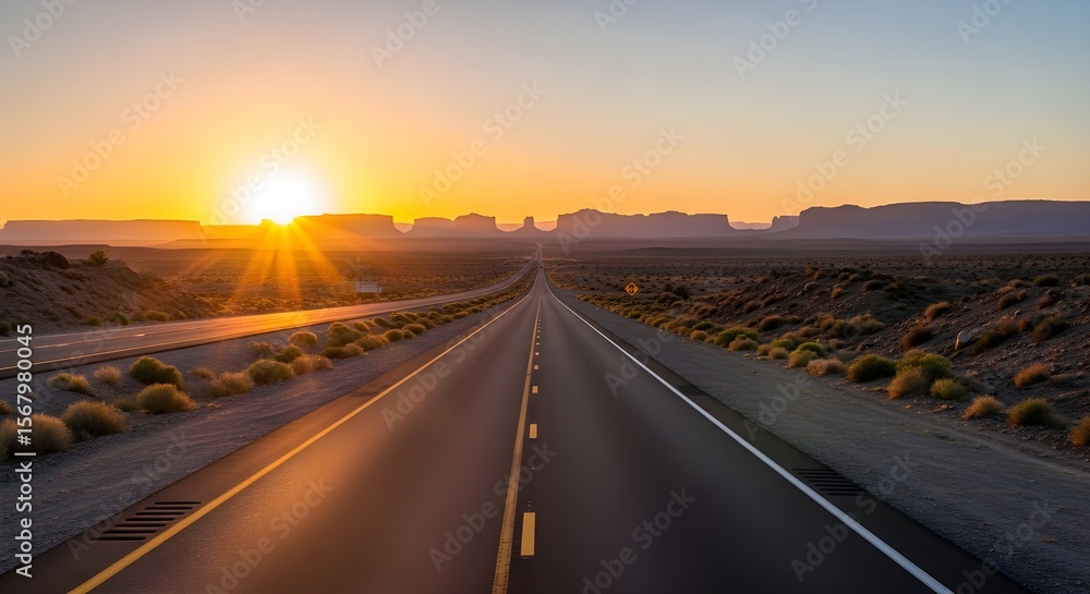Naklejka premium Majestic Sunset over Monument Valley: Highway to the Horizon