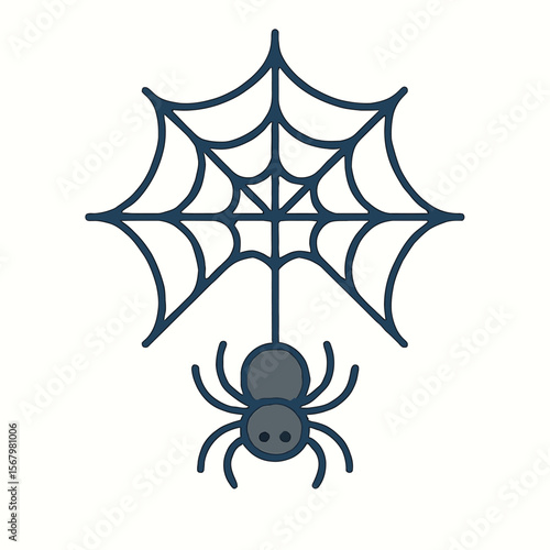 Spider with Web Illustration