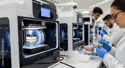 Wallpaper Mural A high-tech dental milling machine or 3D printer creating a crown or prosthesis in a modern dental laboratory Torontodigital.ca