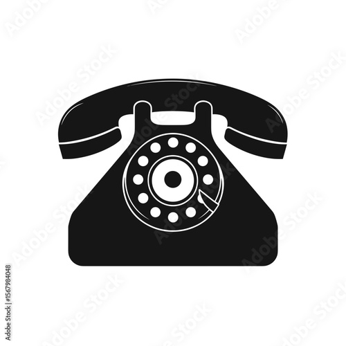Classic rotary phone illustration, symbolizing vintage communication. A nostalgic icon of telecommunications technology. Isolated on white background.