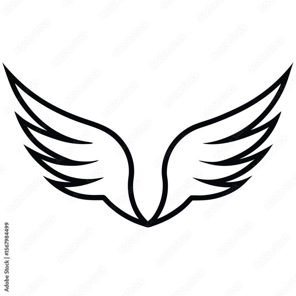 Obraz premium Stylized black wings spread wide graphic