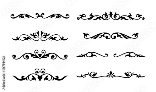 set of ornate calligraphic vintage elements vector
