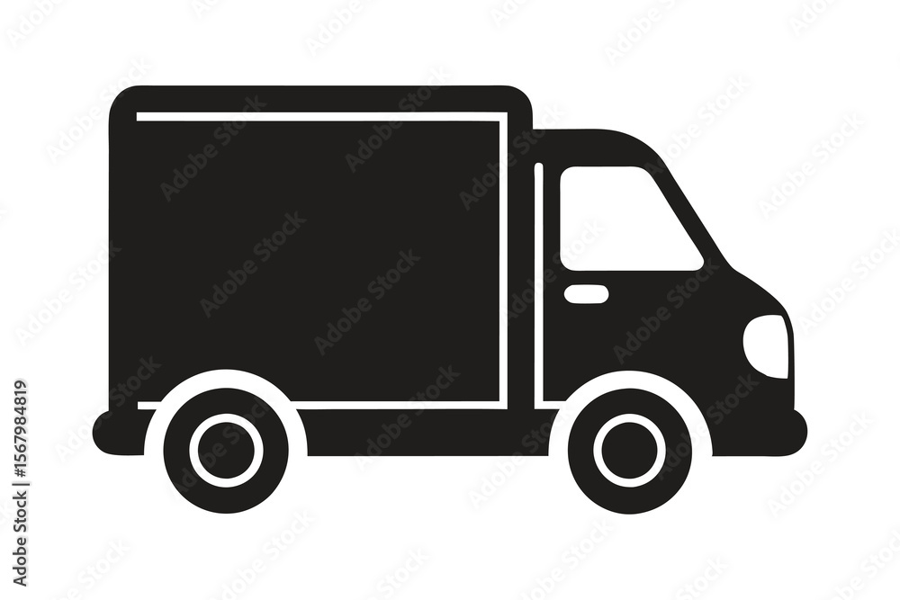 Delivery track silhouette on white background Delivery track silhouette on white background