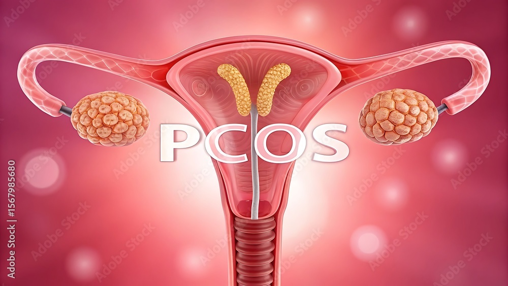 Obraz premium Female reproductive system ovaries uterus fallopian tubes medical illustration