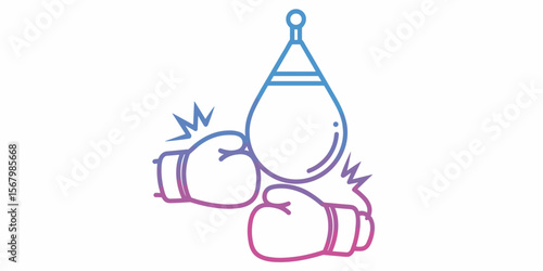 Boxing workout with punching bag and boxing gloves in fitness training