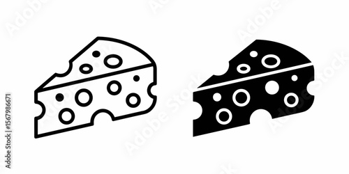 Cheese slice vector icon, dairy product illustration, swiss cheese, food