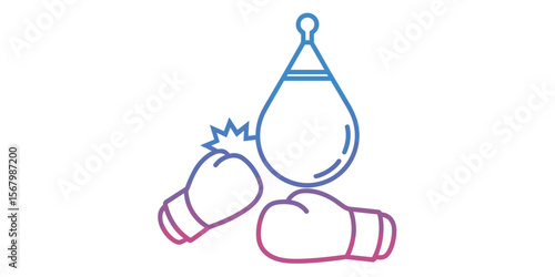Boxing gloves hitting punching bag for training workout in sports and exercise