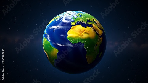 A vibrant green Earth globe floating among stars in a cosmic setting.