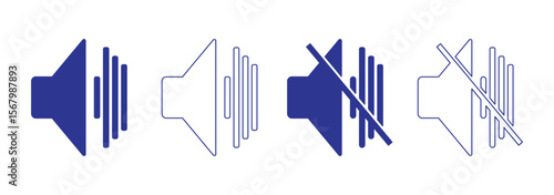 Sound Icons. Set of no sound, No speaker icon. Volume Off symbol. Silent mode icons. Vector isolated Volume icon set. eps 10