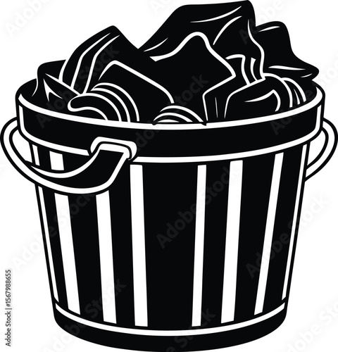 Isolated trash can vector icon illustrating a metallic waste container with a lid for recycling rubbish, trash sign, trash logo, trash graphic, trash design