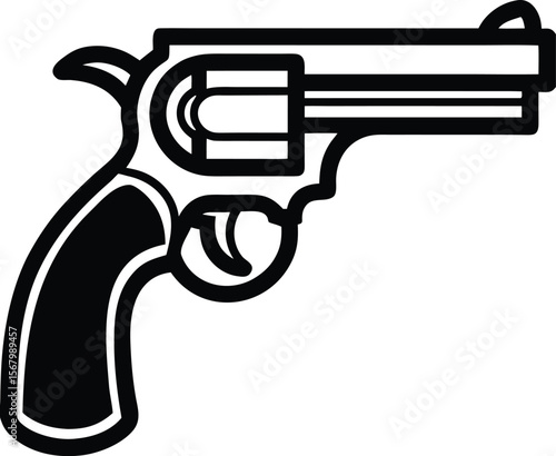 Isolated black handgun with bullets, a symbol of crime or military danger, explosive, warfare, terrorism, safety, weaponry