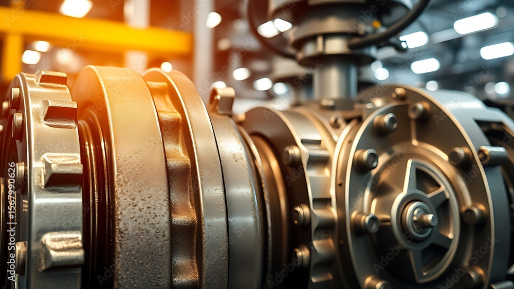 Obraz premium Detailed industrial machinery in an automotive factory with metallic textures.