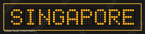 Orange color led banner in word singapore on black background
