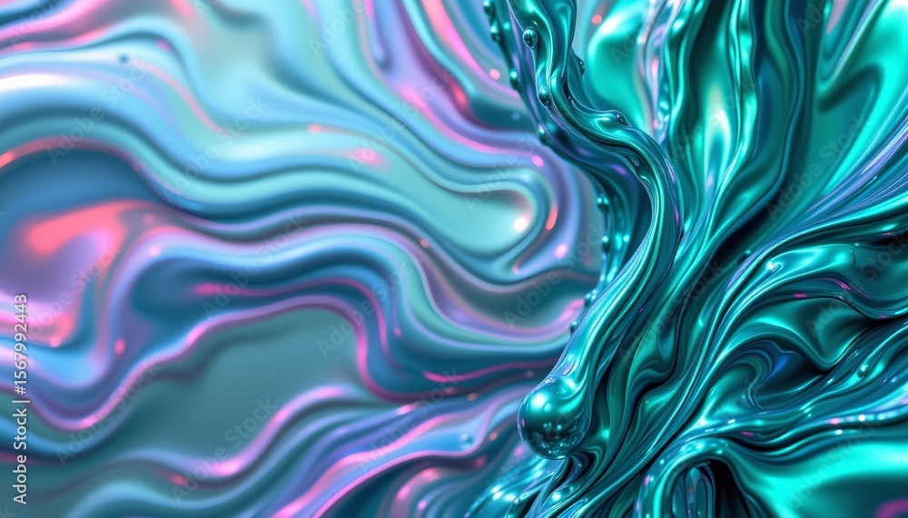 create a 3d render of an abstract background featuring iridescent liquid and fluid elements in emerald tones create a 3d render of an abstract background featuring iridescent liquid and fluid elements in emerald tones