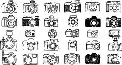 Camera icon. Detailed set of photo camera icons. Photography icons. Foto camera vector icon set
