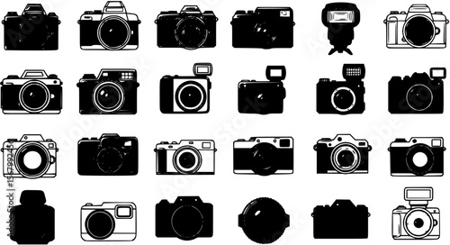 Camera icon. Detailed set of photo camera icons. Photography icons. Foto camera vector icon set
