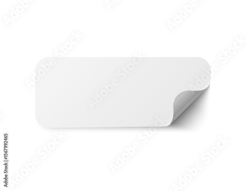 Blank white realistic paper stickers with white curved corner isolated on isolated white background. Price tags curved with soft shadows.Vector EPS10
