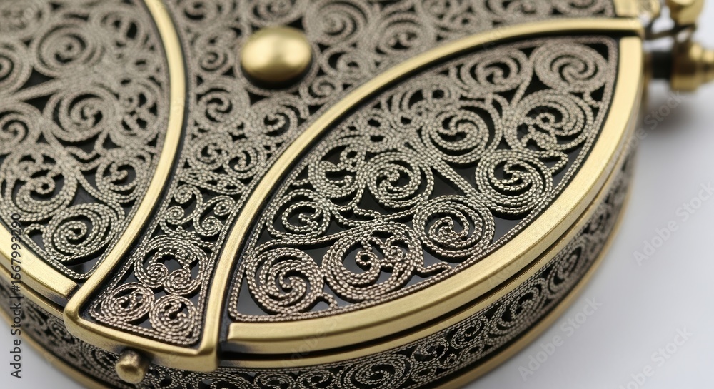 Obraz premium Elegant antique brass locket with intricate filigree design