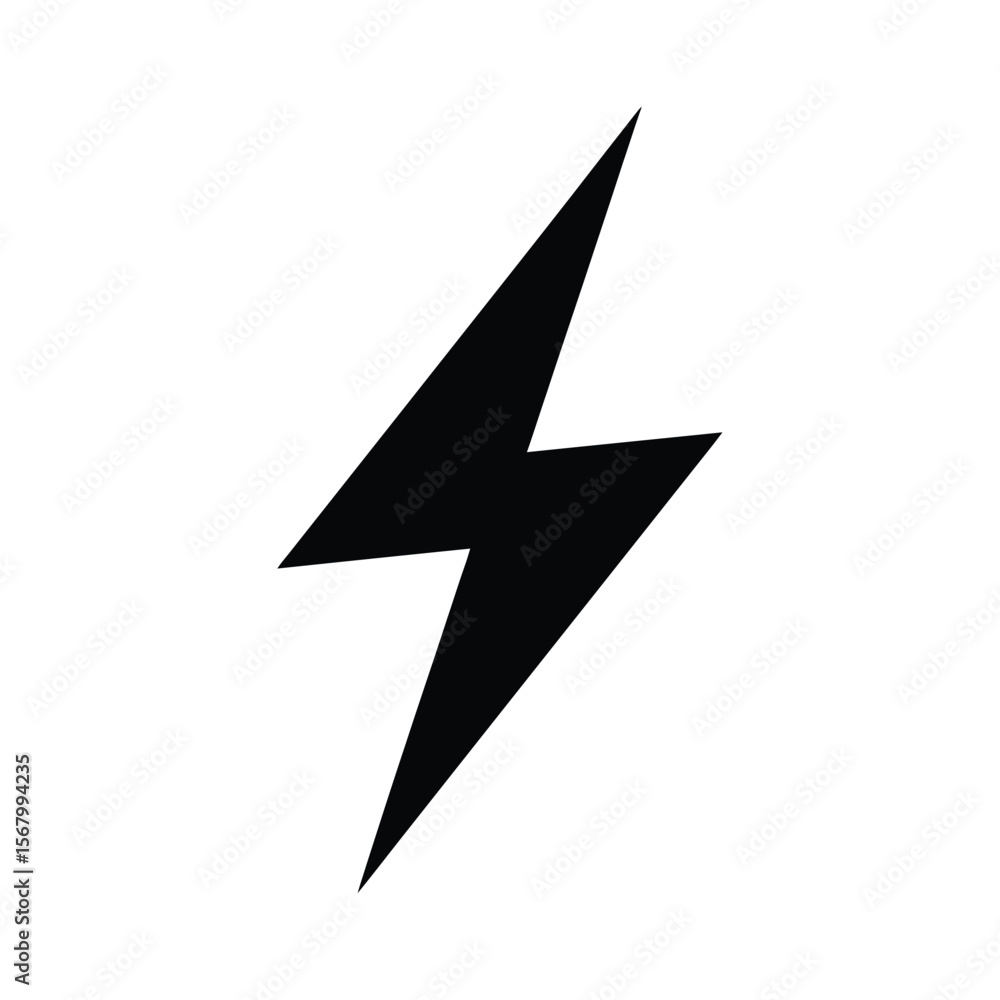 A minimalist black lightning bolt symbol on a pure white background A minimalist black lightning bolt symbol on a pure white background