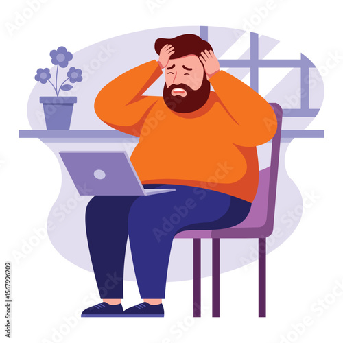 Illustration of a Man with a Headache