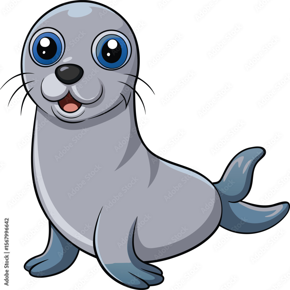 Fototapeta premium Cute Cartoon Seal vector Illustration