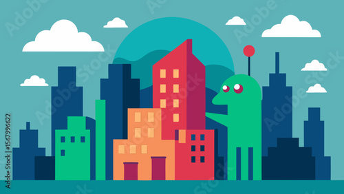 Majestic Living Cityscape Where Buildings Are Giant Sentient Creatures