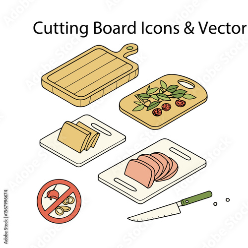 Cutting Board Icons & Vector Set