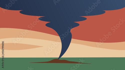 Dramatic Scene of a Powerful Tornado Touching Down on a Farm Landscape