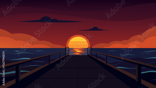Dramatic Sunset Over a Dark Choppy Sea Viewed from a Coastal Cliff