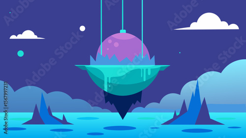 Fantasy Scene of a World Where the Sea is Held Up