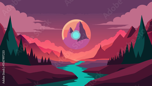 Fantasy Scene of a Valley Where Echoes Take Physical Form