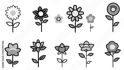 装飾的な花アイコンセット｜Decorative Flower Icon Set