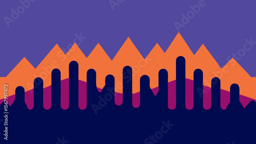 Landscape Made of Sound Waves with Peaks and Valleys