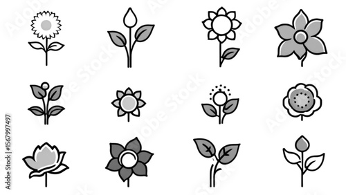 ミニマル花アイコンコレクション｜Minimal Flower Icon Collection