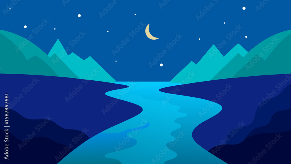 Naklejka premium Fantasy Landscape Where Rivers are Made of Flowing Sand
