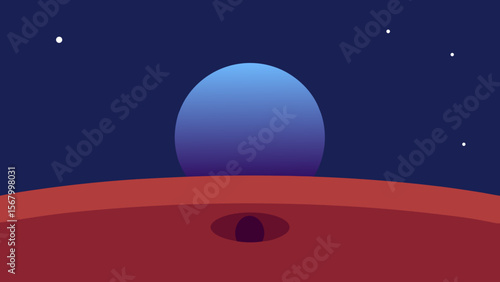 Minimalist Landscape Featuring a Perfect Geometric Circle Art