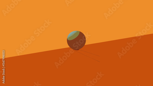 Minimalist Landscape with a Perfect Geometric Sphere Clean Design