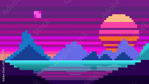 Illustration of a Landscape as a Glitch Art Piece Digital Error Aesthetic