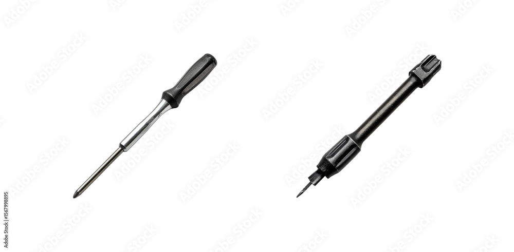 Tools comprising a screwdriver a precision pin vise on transparent background Tools comprising a screwdriver a precision pin vise on transparent background