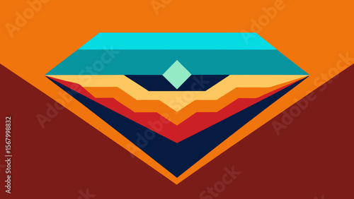 Open Pit Diamond Mine Depicted with Geometric Shapes Industrial Art
