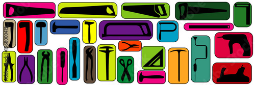 Big Set of Working Tools Icon (Flat Silhouette Version) vector