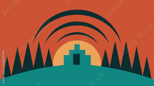 Segmented Landscape Vector Illustration Geometric Abstract Design Modern Art
