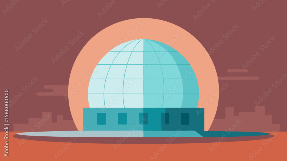 Obraz premium A Vector Illustration Of A Massive And Perfectly Spherical Topiary Garden