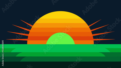 A Vibrant Illustration Of The Rare Green Flash Optical Phenomenon At Sunset