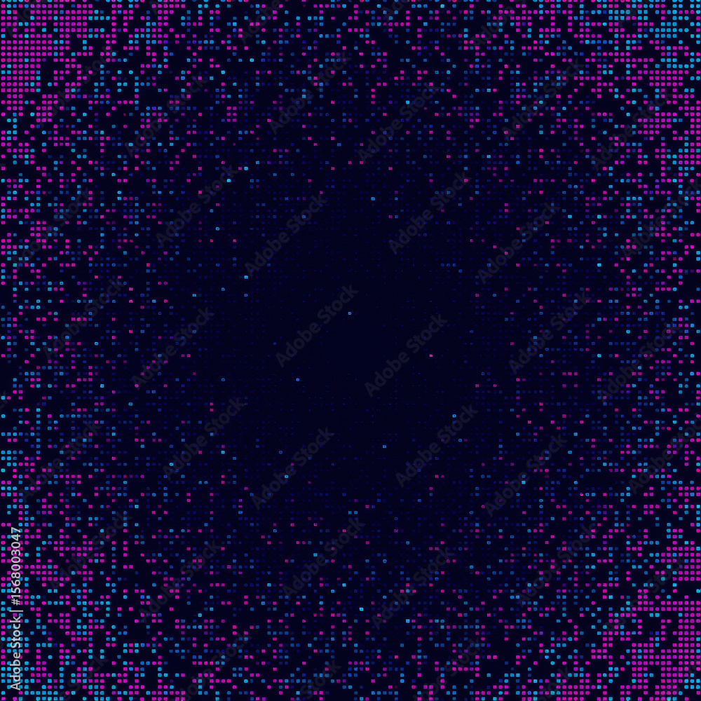 Obraz premium Vibrant digital pattern with gradient of blue and purple dots creating mesmerizing effect. design evokes sense of depth and movement