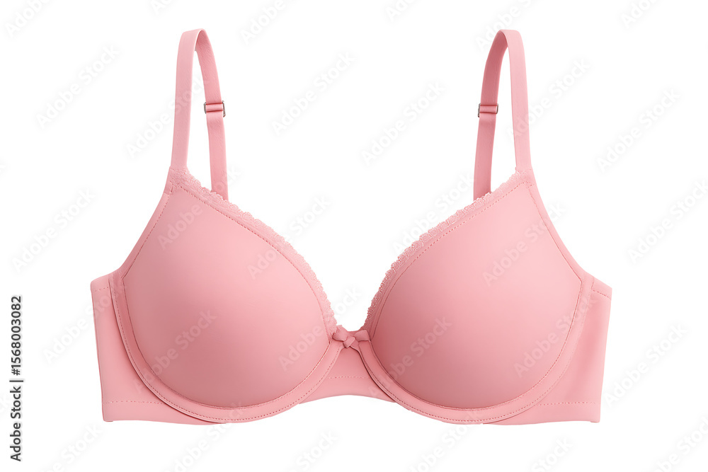 Front View of Pink Underwire Bra with Adjustable Straps – Female Intimate Apparel Display Front View of Pink Underwire Bra with Adjustable Straps – Female Intimate Apparel Display