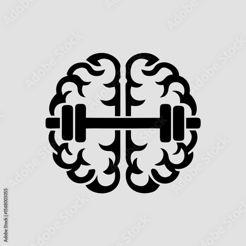 Gestalt Brain with Gym Weight Icon