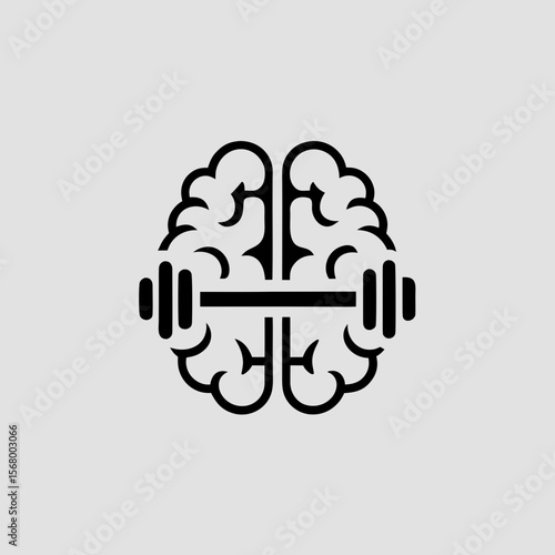 Gestalt Brain with Gym Weight Icon